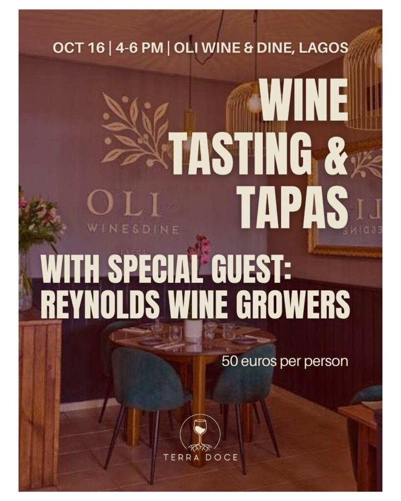 Terra Doce Wine Tasting & Tapas at Oli Wine & Dine, Lagos, on 16 October 2026, with Reynolds Wine Growers.
